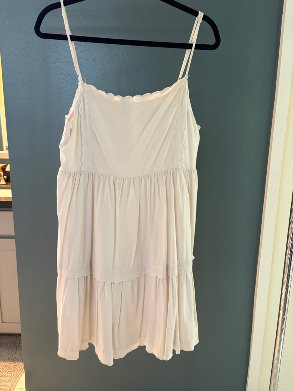 Line & Dot Cream Tiered Midi Dress